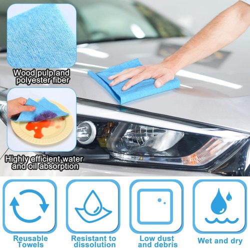 HunnmingRe 300 Sheets 9.84 x 13.78 in Disposable Shop Towels Bulk Heavy Duty Shop Towels Lint Free Paper Absorbent Anti Dissolution for Garage Car Work(Blue)