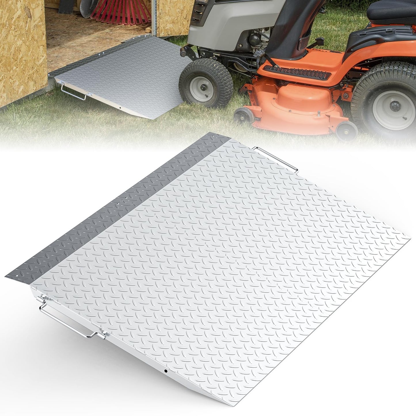 Upgraded Shed Ramp for Riding Mower 2PCS, 29" Lx48 W Anti-Slip Loading Ramps for Lawn Mowers,Pickup Trucks,Garage Threshold Doorway Tractor,Snow Blower,Garden Cart, 1500lbs Capacity