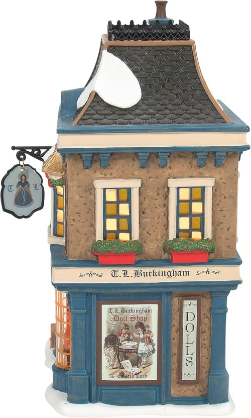 Department 56 Dickens Village - T.L. Buckingham Doll Shop Lit Building | 7.24 Inch, Multicolor