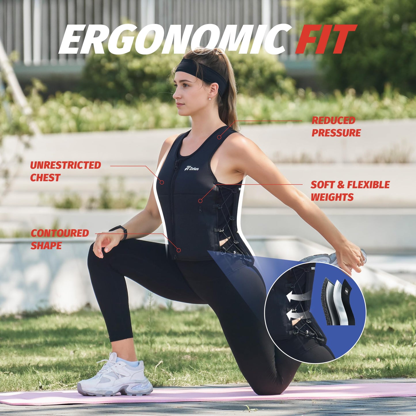 ZELUS Weighted Vest Woman, Adjustable Weighted Vest 1-10lb/ 1-15lb with Removable Z-Fit Soft Iron Weights, for Weight Loss Running Walking Rucking Strength Training, Reflective & Pocket Design