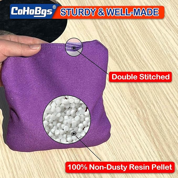 CoHoBgs Corn Hole Bags Set 8, Professional Cornhole Bags Dual-Sided Slick & Stick Resin Filled Suede and Duck Canvas Bean Bag for Cornhole Game Includes Carry Case