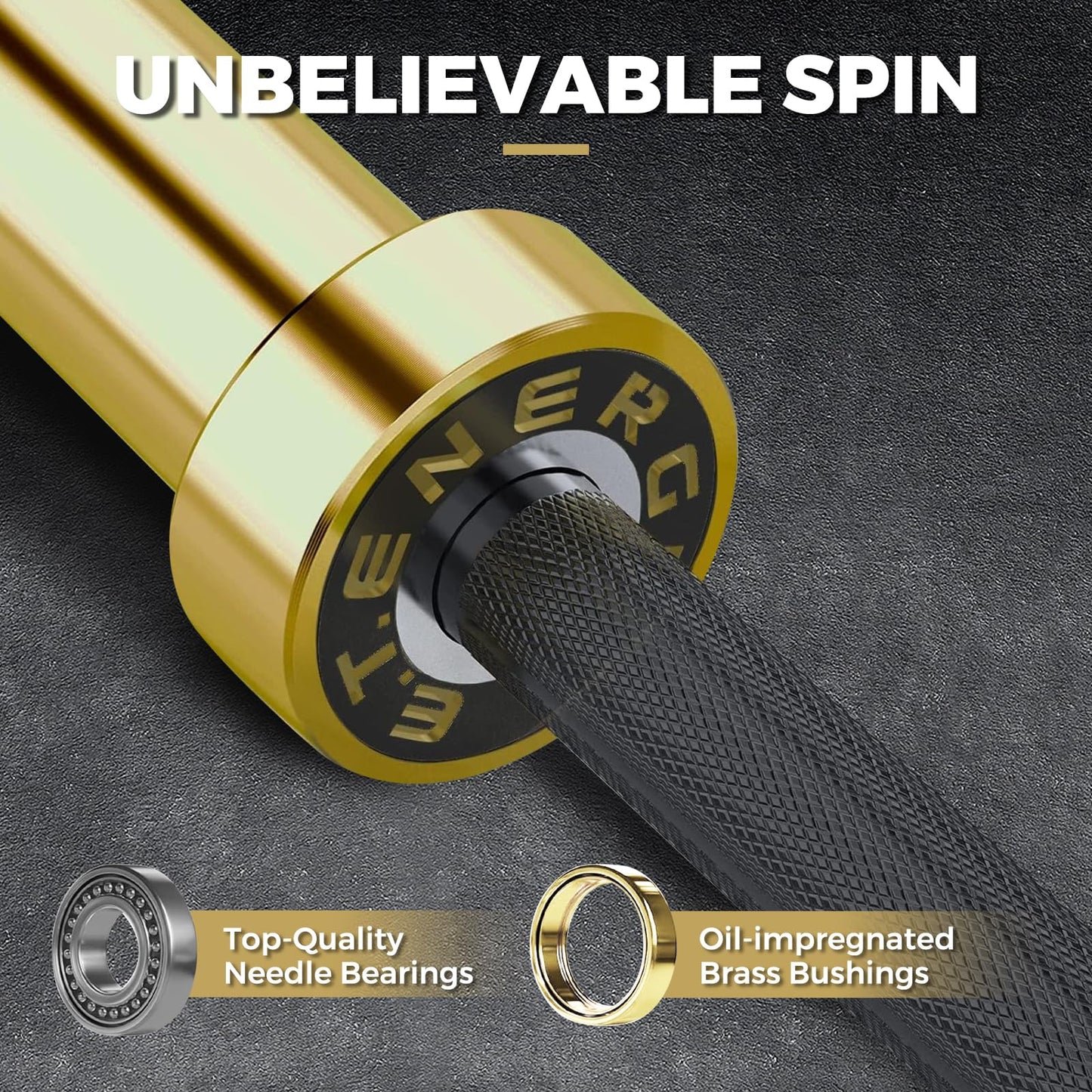 E.T.ENERGIC Olympic Barbell 7FT 45LB, 1500LB Capacity Weight Bar for Home Gym, 2-Inch Olympic Barbell for Weightlifting, Powerlifting, Squat, Deadlift and Bench Press