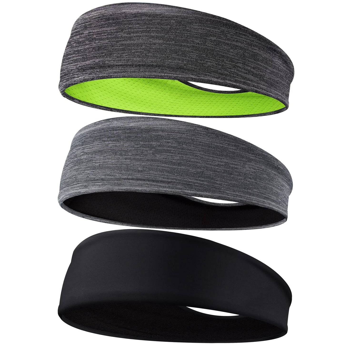 Braylin Men's Headbands, 3-Pack Head Band for Men, Sport Sweatbands for Running Fitness Yoga Cycling, Sweat Wicking Non Slip