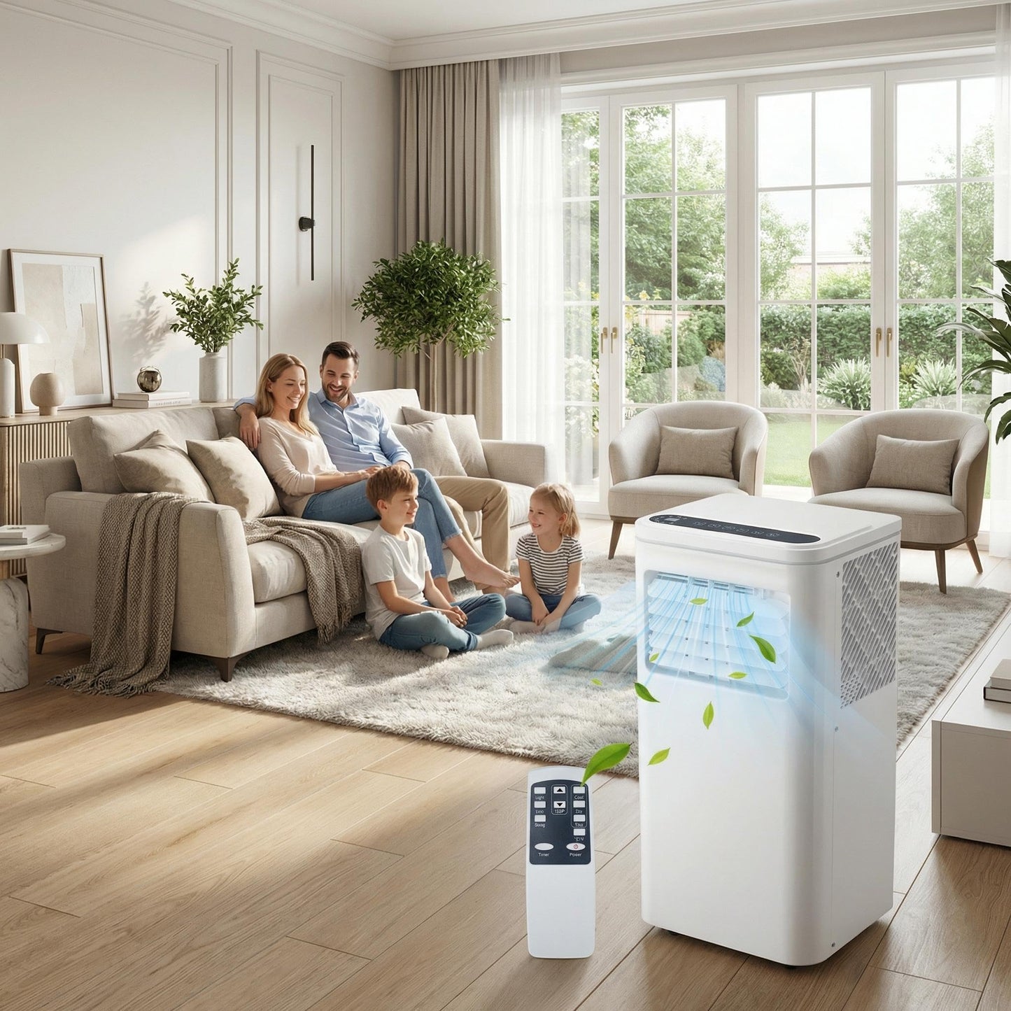 10000 BTU Portable Air Conditioners, Remote Control, 4-in-1 Quiet AC Unit, 3 Speeds, 24H Timer, Cools Room up to 450 Sq.Ft, Multi-Function Modes, Smart Control Panel
