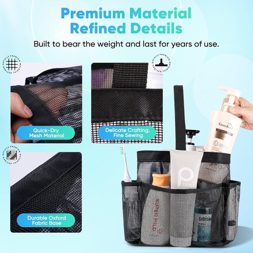 EUDELE Mesh Shower Caddy - Portable 8-Pocket Organizer for College Dorm, Beach, Gym & Travel Essentials