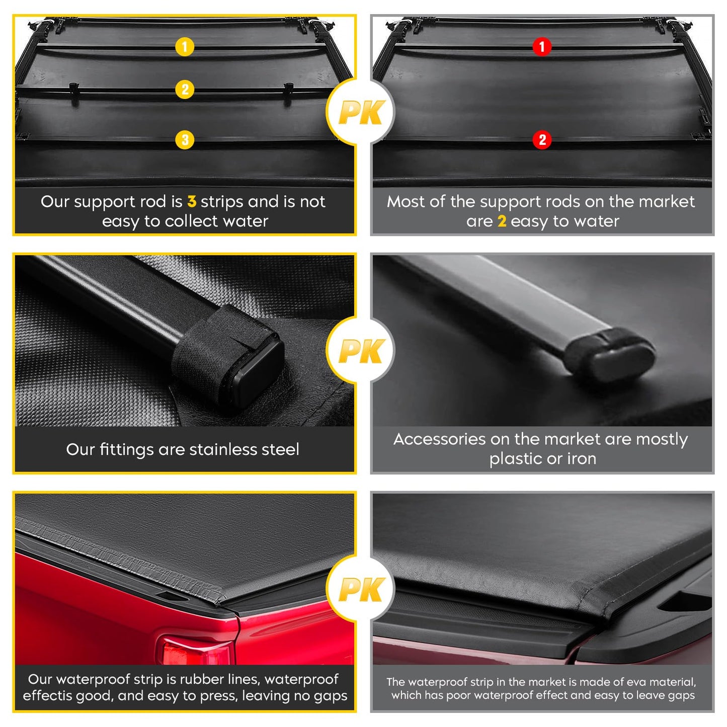Soft Roll Up Truck Bed Tonneau Cover Fits for Ford F150 2004-2014, Length 8FT (96"-97.4") Fleetside Truck Bed, Not for Models with Stepside/Flareside