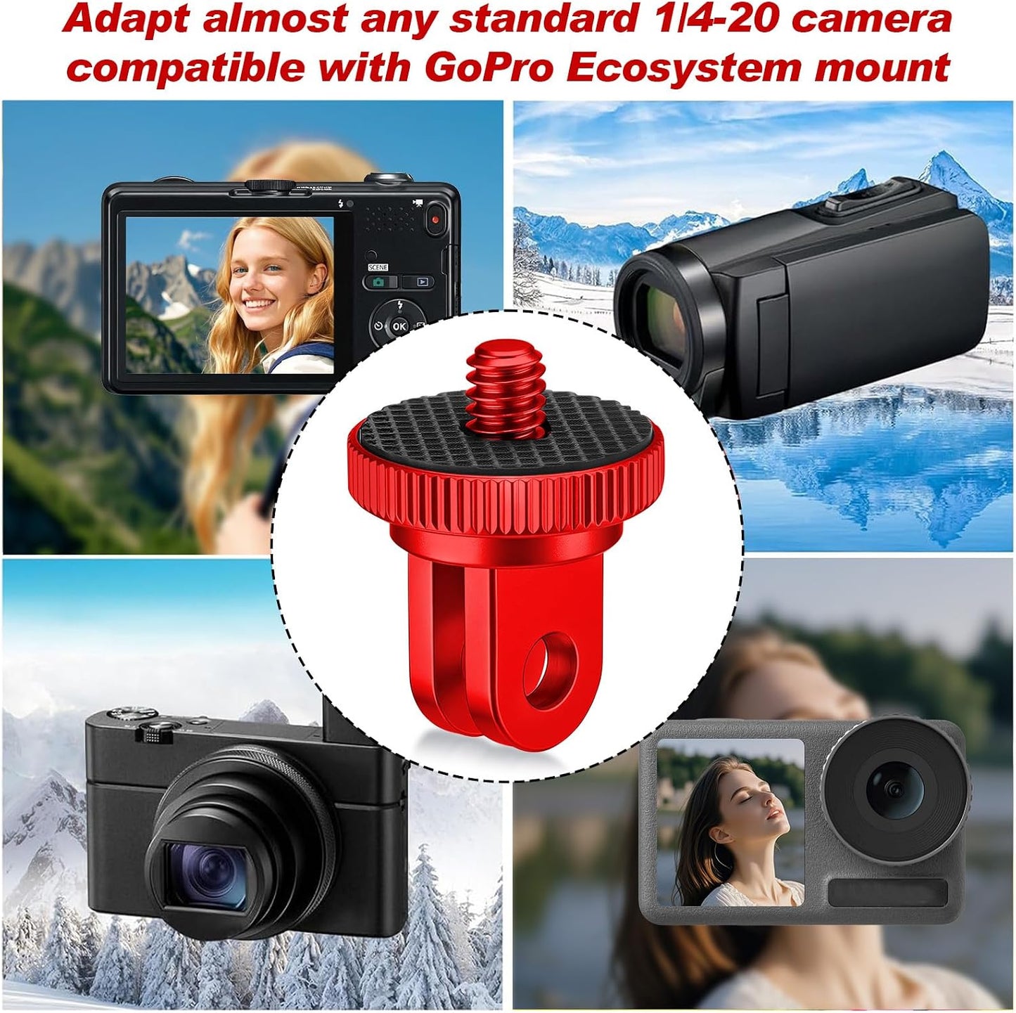 Frienda 4 1/4-20 1/4 Pieces Aluminum Camera Tripod Mount Adapter Conversion Adapter for Tripod Compatible with GoPro