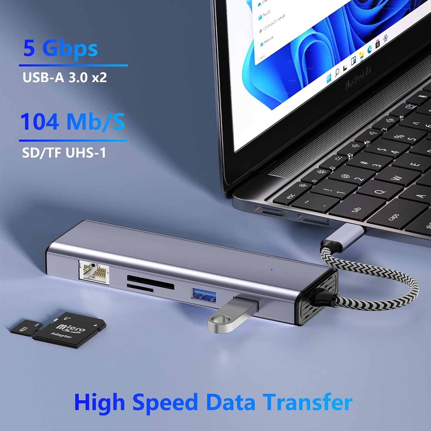 AUKOKIOULA 10 1 3 HDMI/VGA/PD/Ethernet/USB/SD/TF/3.5mm Docking Station Dual Monitor, USB C to Dual HDMI Adapter
