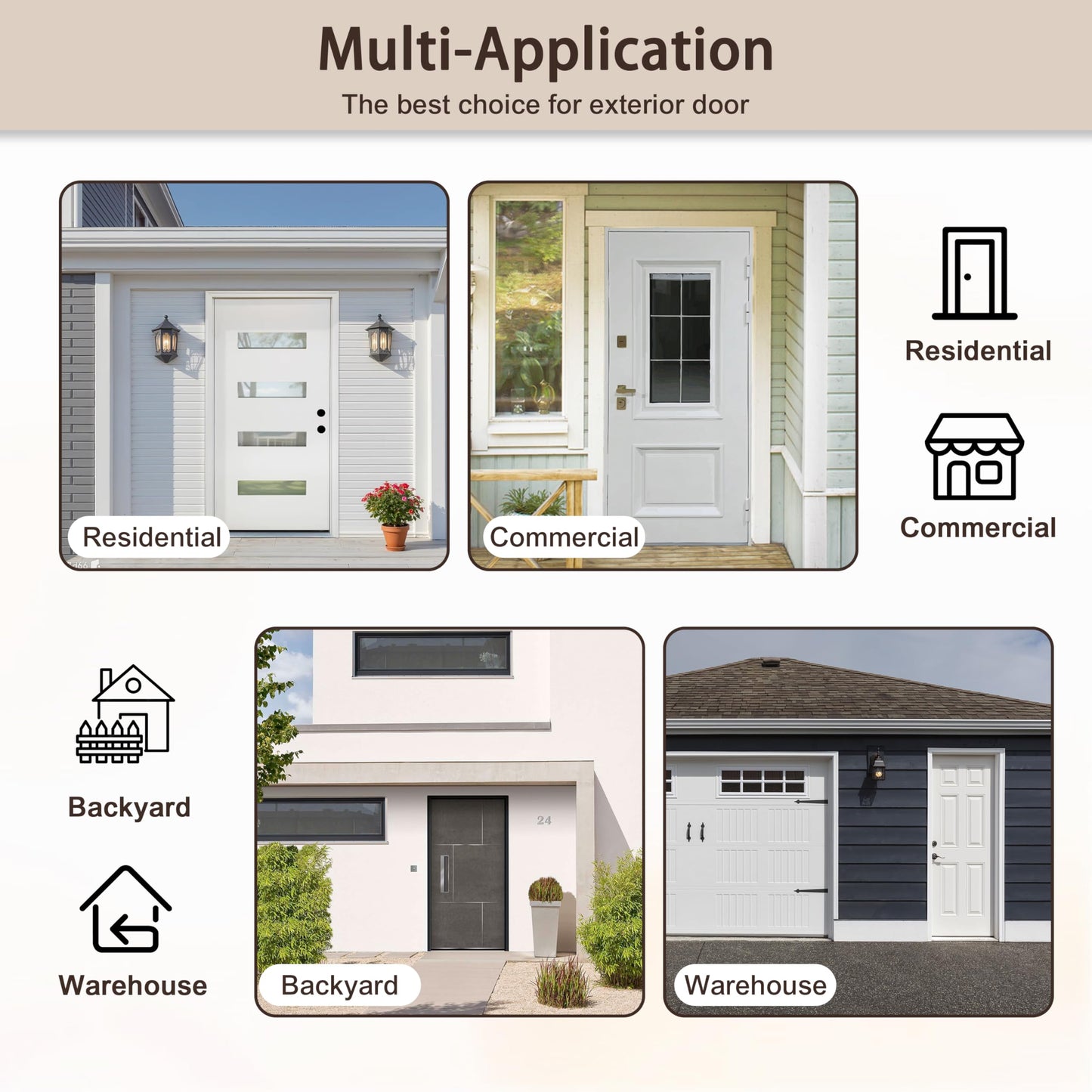 JUBEST 36" x 80" Steel Security Door, Universal/Reversible Outswing Security Screen Door, White Powder-Coated Surface Mount Frame with Expanded Metal Screen, Rust-Resistant, No Handles Included