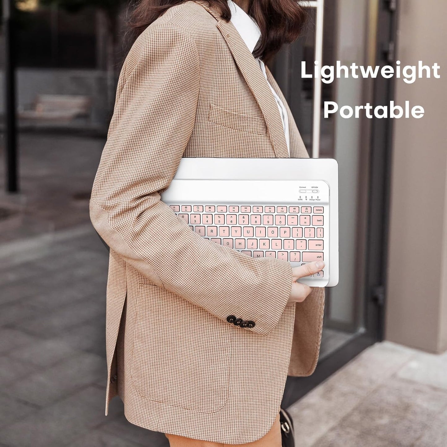 Emetok Wireless Keyboard for Tablet, iPad, iOS, Android, Windows, Rechargeable Mini Bluetooth Keyboard, Portable Size