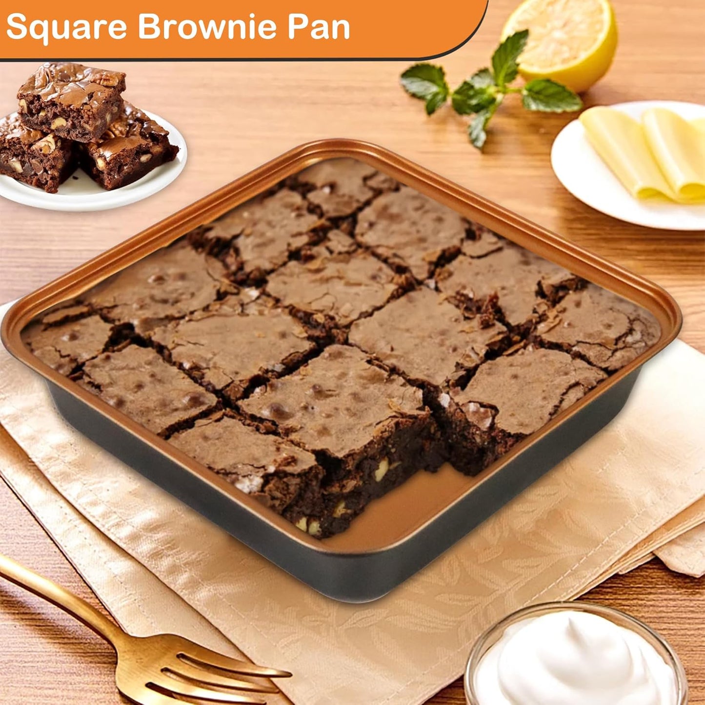Skiennix Non-Stick Baking Pans Set - 6-Piece Bakeware with Cookie Sheet, Muffin, Cake, and Loaf Pan - Gold