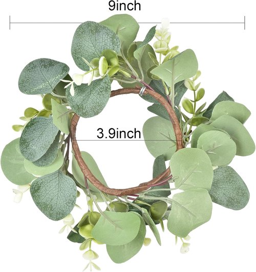 LSKYTOP Eucalyptus Faux Wreaths - 2 Pcs Artificial Greenery for Farmhouse Decor | 9 Inch Each