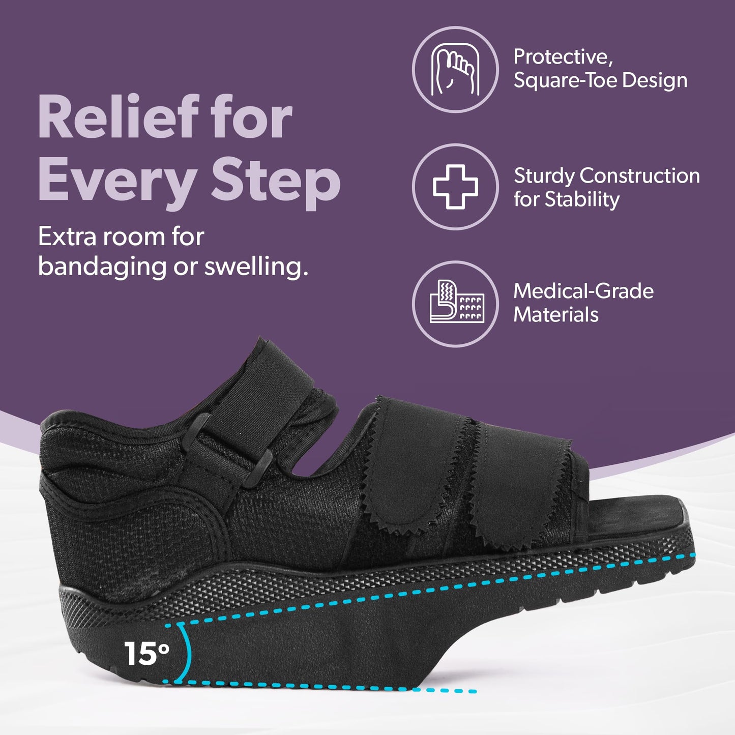 BraceAbility Forefoot Offloading Post-Op Shoe - Non-Weight Bearing Medical Wedge Boot for Diabetic Foot Ulcer, Metatarsal Fracture, Broken Toe, Bunion, Hammer Toe Surgery - Fits Men and Women (L)