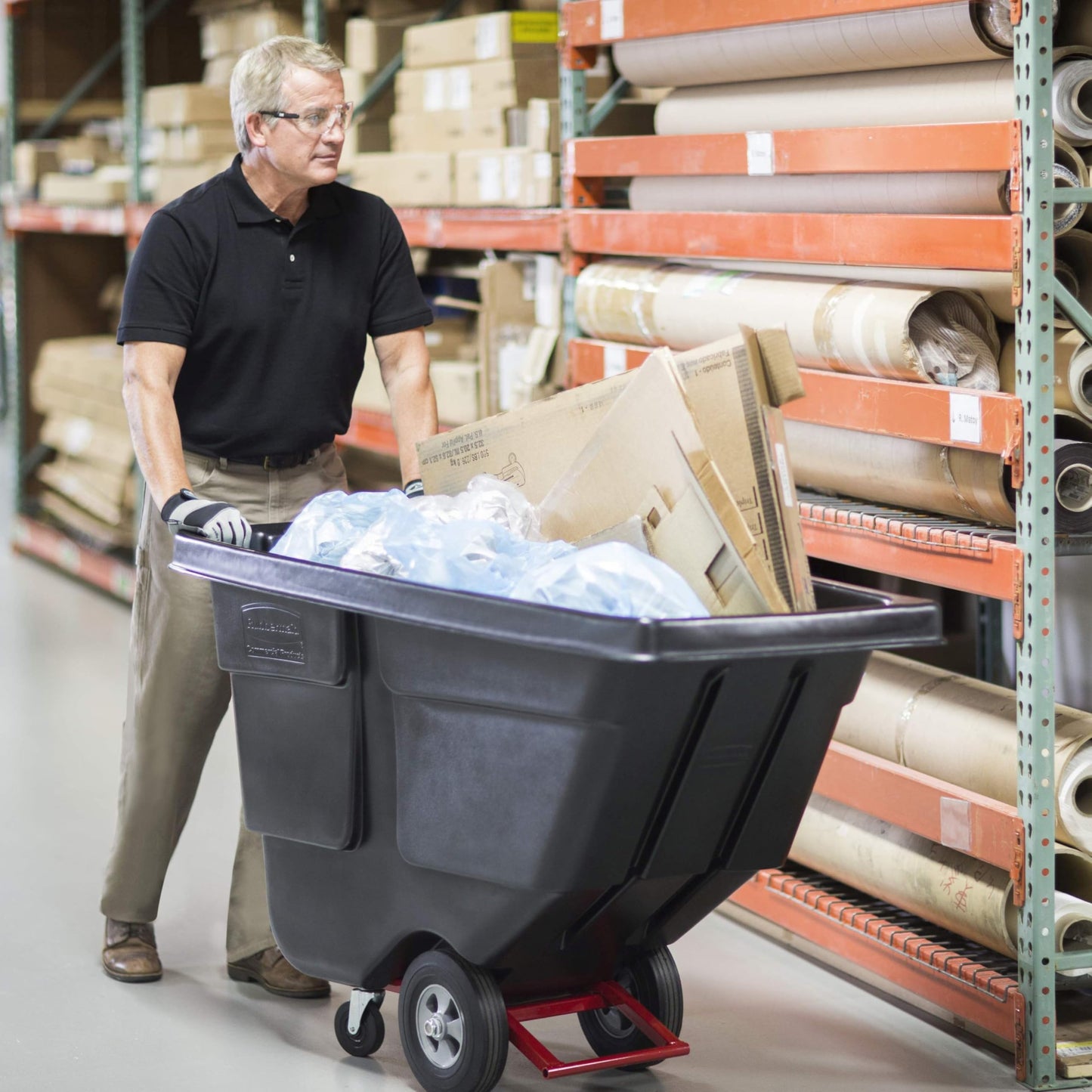 Rubbermaid Commercial Products Tilt Dump Truck/Trash Cart/Garbage Collection/Recycling, 1/2 Cubic Yard, Waste Collection, 1250 lbs capacity, Black, for Office/Warehouse/Facility Management