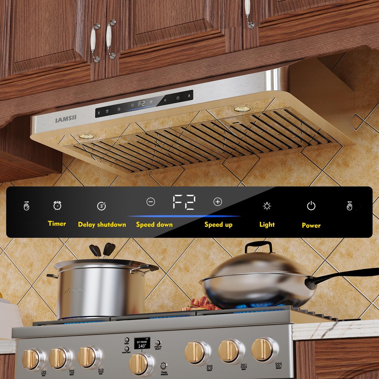 Under Cabinet Range Hood 30 Inch,900 CFM Stainless Steel Kitchen Stove Vent Hood with 4 Speed Exhaust Fan Gesture Sensing/Touch/Remote Control