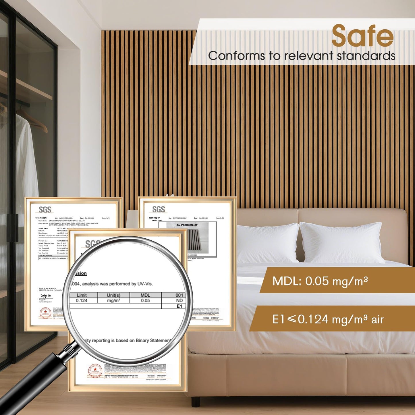LARWORKS Wood Slat Wall Panels 2 Pack 106" x 23.6", Acoustic Wooden Panel for Wall, Soundproof 3D Fluted Panels for Interior Wall Decor, Living Room, Bedroom - Teak (Cover Approx.35 sq.ft)