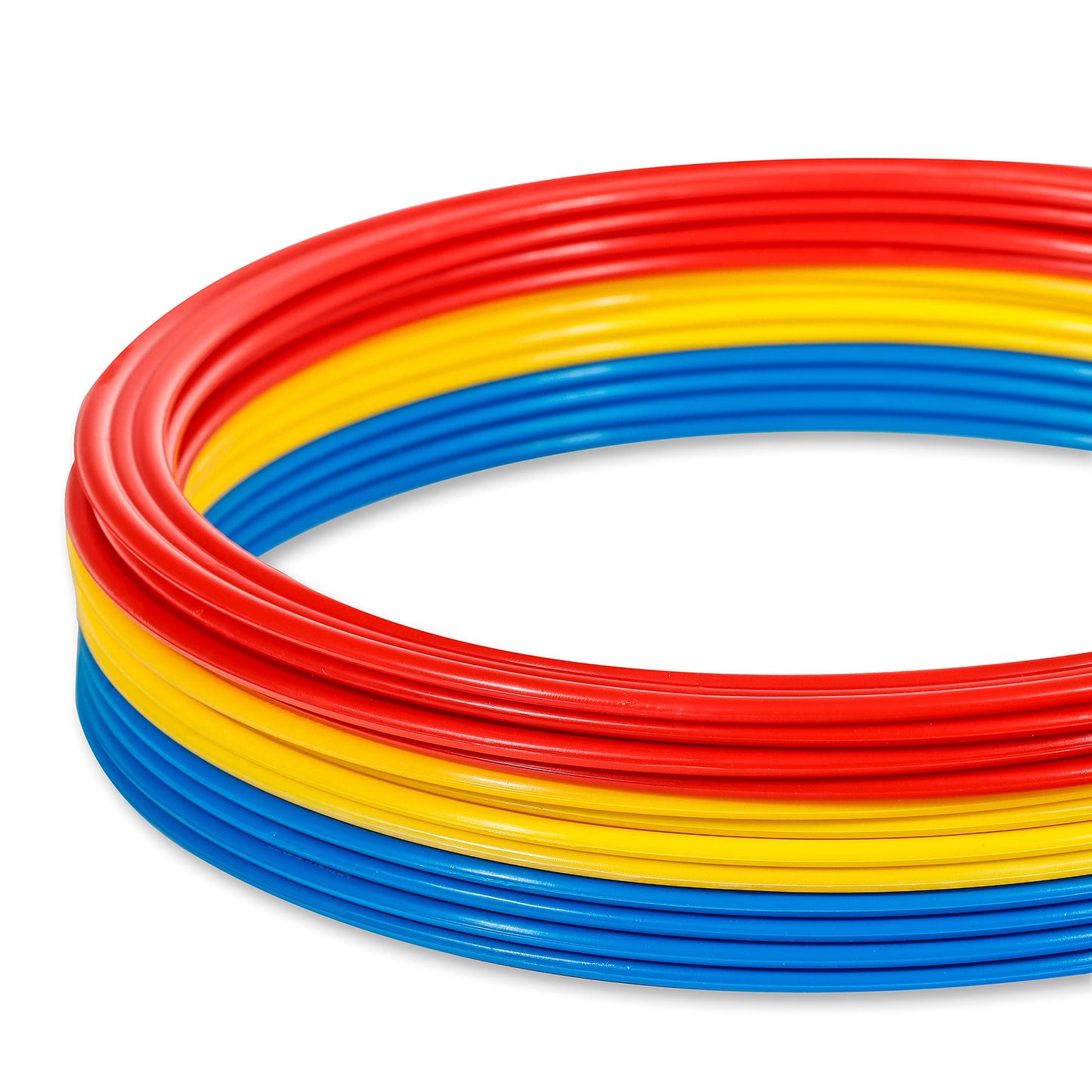 Speed & Agility Training Rings - Set of 12-12" Outer Diameter - with Carrycase - by Trademark Innovations (Red/Yellow/Blue)
