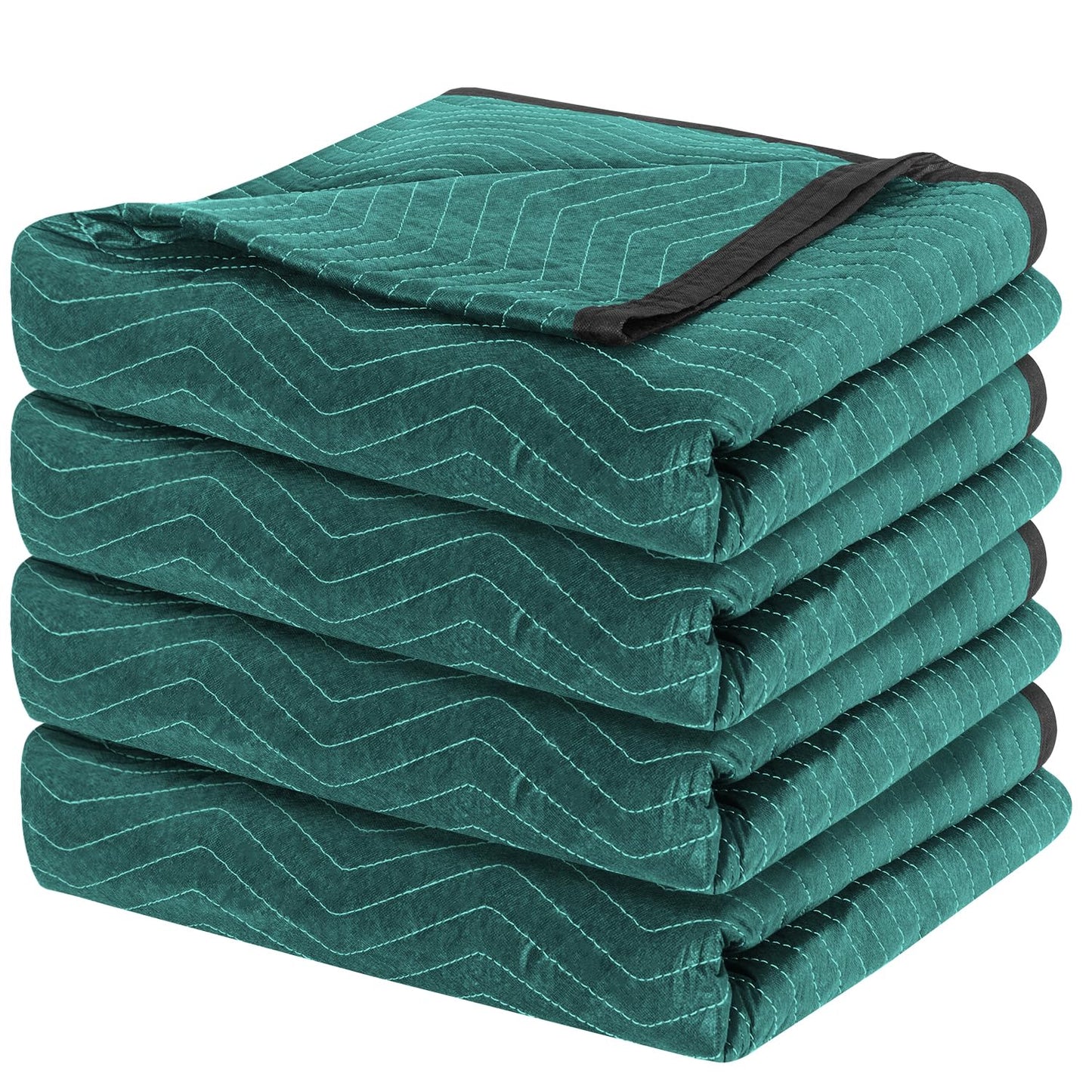 Diamond UP Moving Blankets 4 Pack, Double Extra Large 144"x80" (85 lb/dz) Heavy Duty Quilted Packing Blankets for Moving, Shipping & Storage, Professional Furniture Pads -Green & Gray