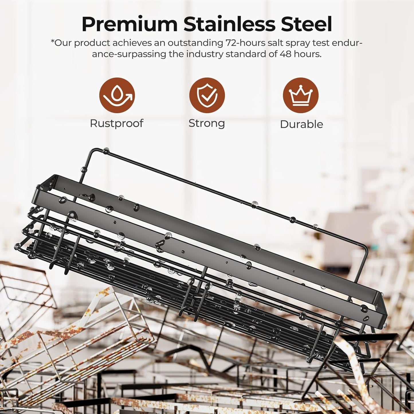 Orimade Shower Caddy - Wall-Mounted Soap Dish Holder with 5 Hooks | No Drilling, Stainless Steel - 3 Pack, Black
