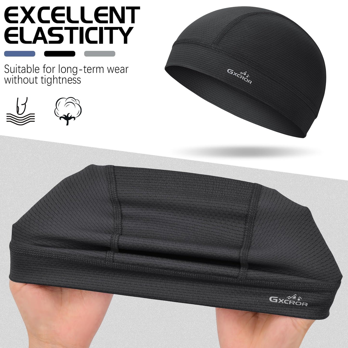 GXCROR 3 Pack Cooling Cooling Skull Cap with Sweat-Wicking & Anti-Odor Technology Quick-Dry Helmet Liner for Cycling Motorcycle Running