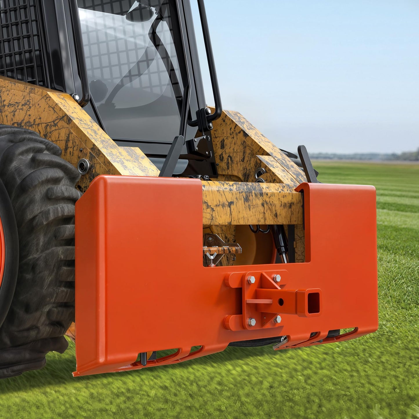 AUTOSAVER88 3/8" 3000lbs Heavy-Duty Skid Steer Attachment Plate,Trailer Mover Skid Steer Mount Plate with 2" Hitch Receiver