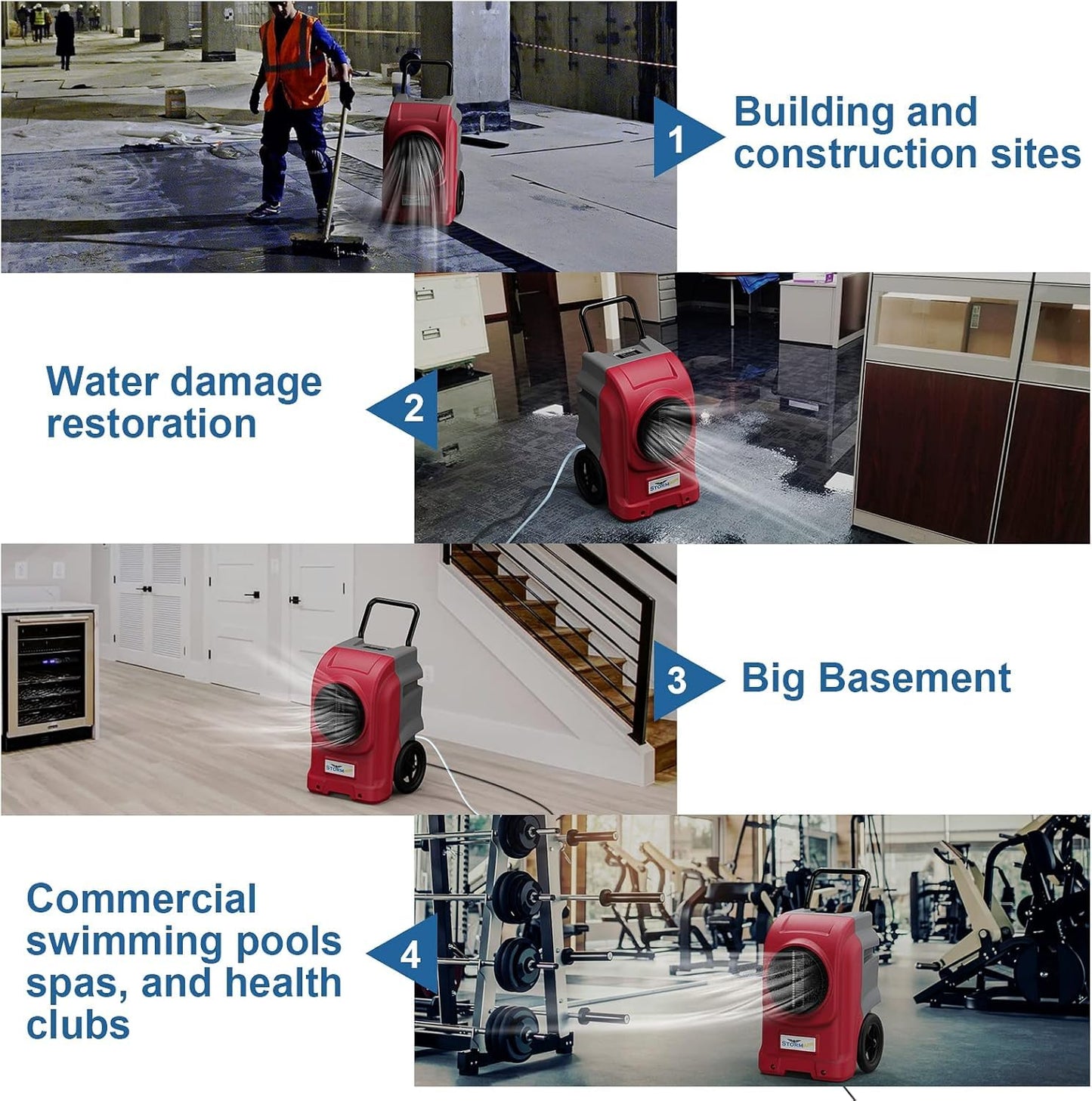 ALORAIR 270 Pints Commercial Dehumidifier with Pump, Whole House Dehumidifiers for Large Room, Industrial Large Dehu with Drain Hose for Basement, Water Damage Restore, Limited 6 Years Warranty