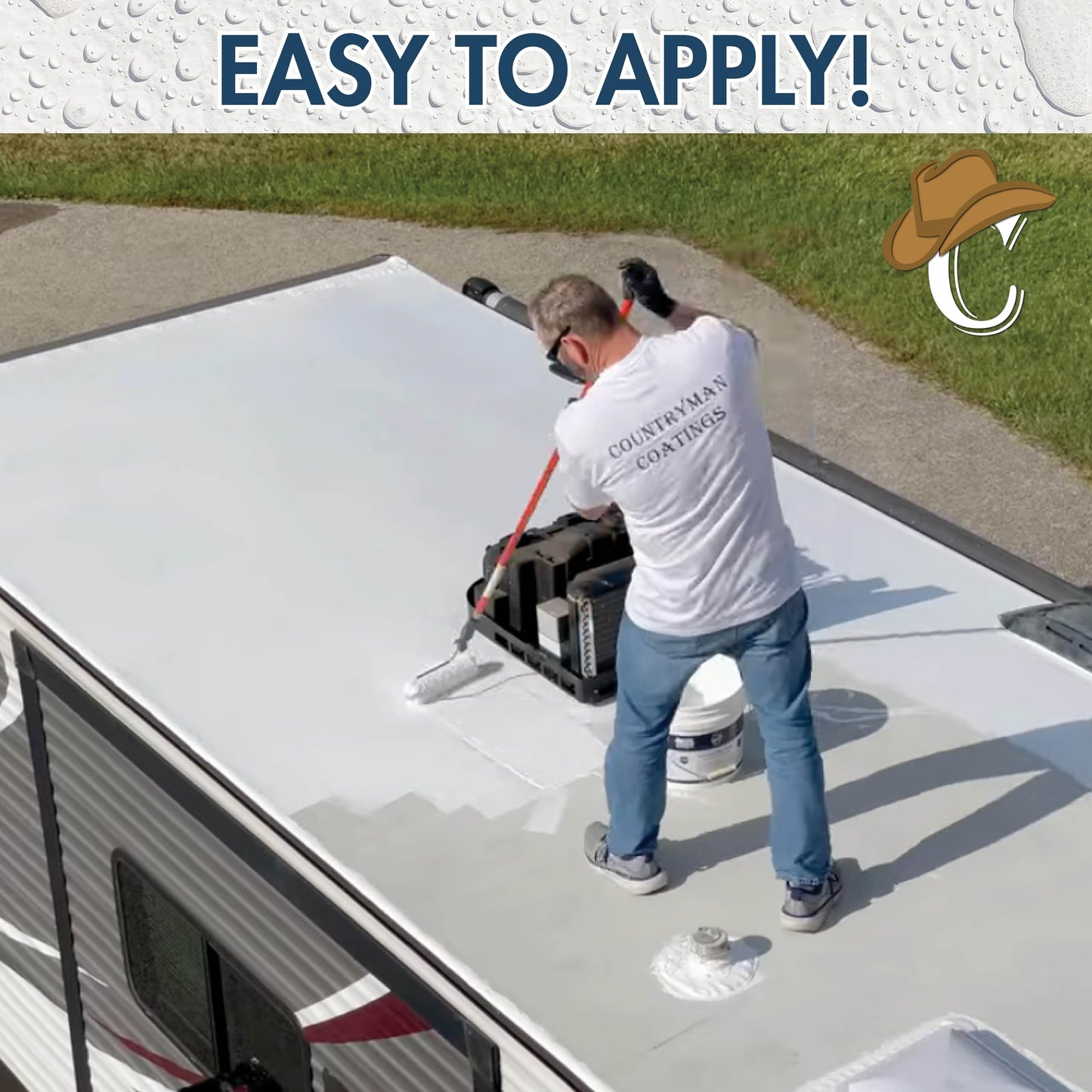 100% Silicone Roof Coating for RVs, Campers & Flat Roofs - Waterproof Seal for Leaks, Cracks & Seams - Ponding Water Resistant - 4.75 Gallon White