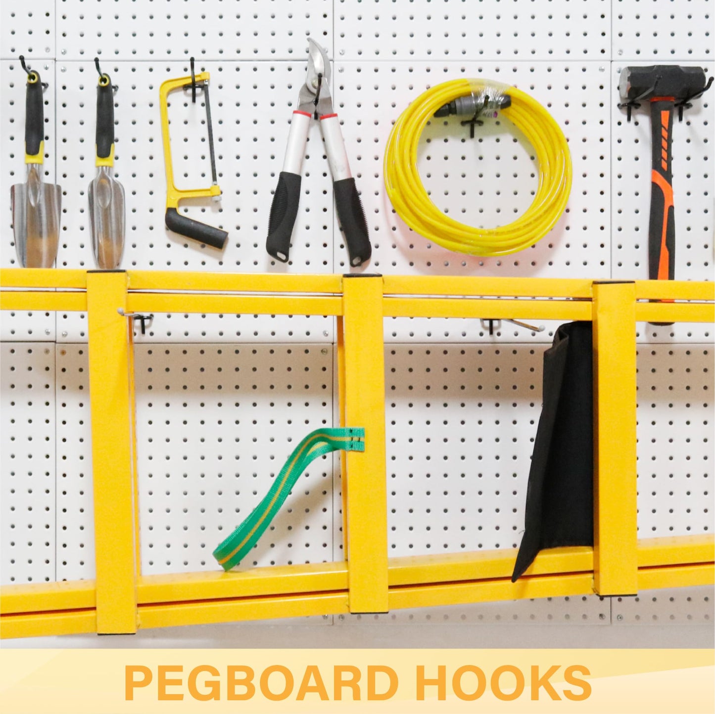 BFPeaky Heavy Duty Pegboard Hooks 10 Inch - 50 pcs Peg Board Hooks for Hanging, Black Metal Pegboard Organizer Accessories Garage, Workshop, Home, and Store