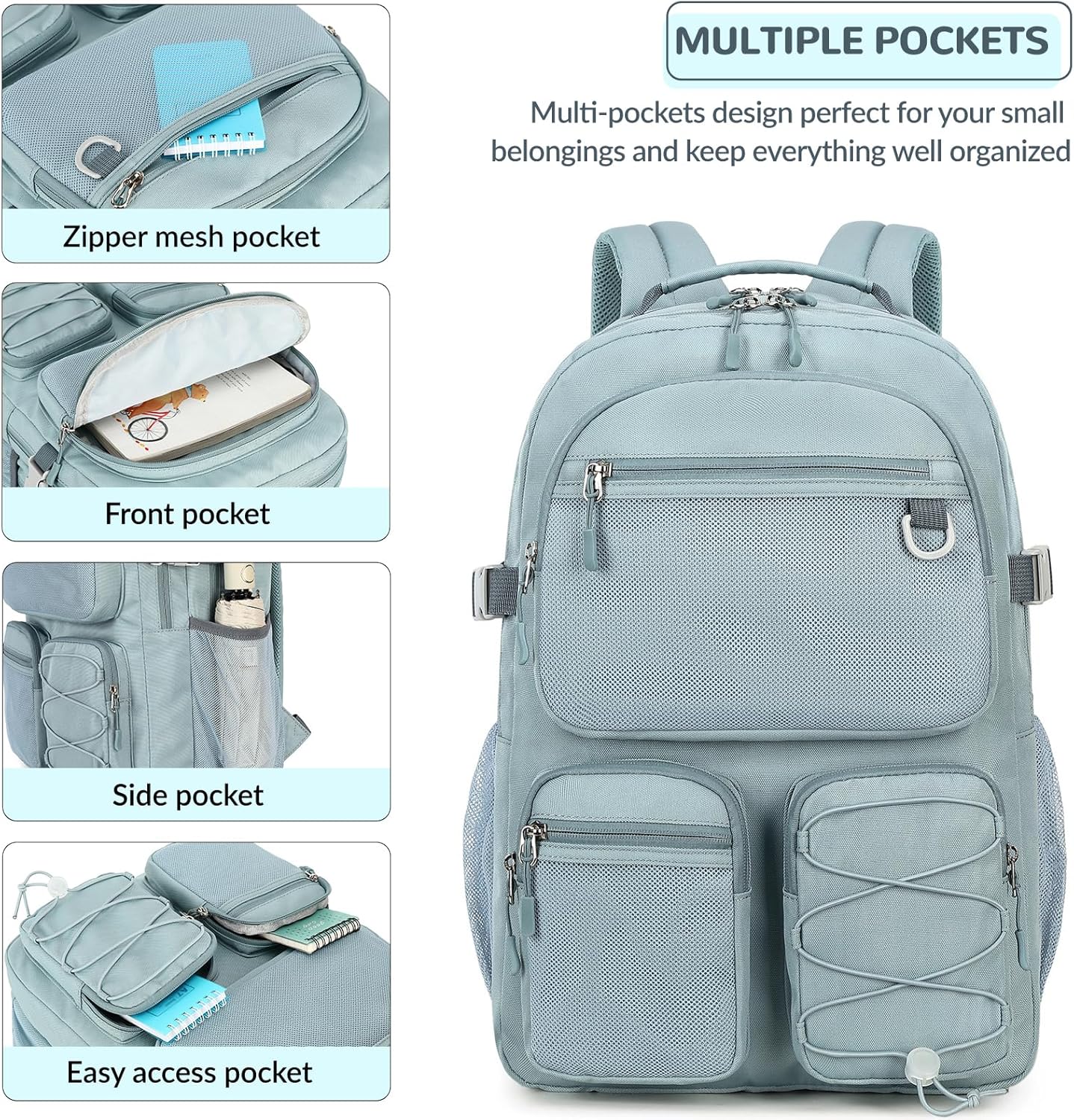 Backpack 15.6 inch Daypack Lohol Water Resistant with Mulitiple Pockets for School Travel Outdoor College, Laptop