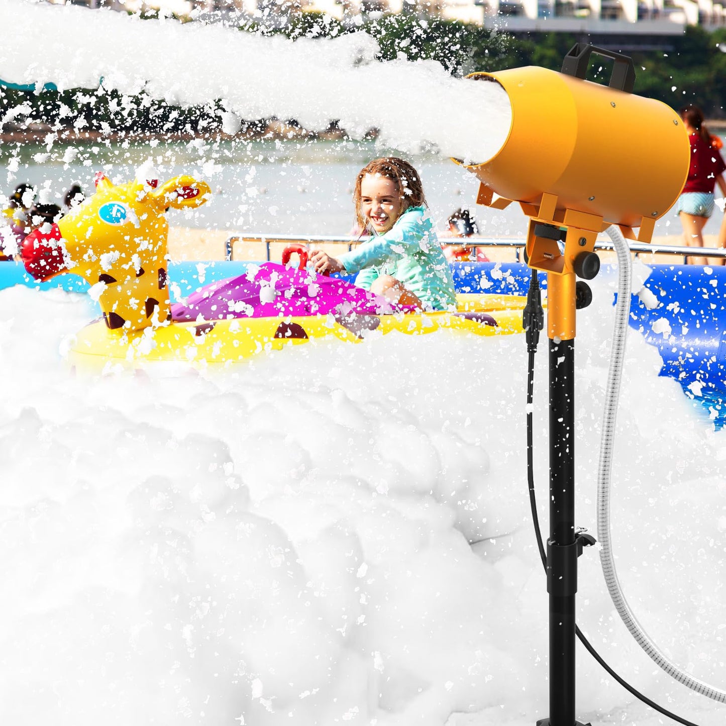 UPGREY Foam Machine for Party, 3–5 m Spray Foam Cannon, AC110V 60Hz Waterproof Foam Party Machine with Adjustable Tripod Stand, Control Box and Pump for Backyard, Pool, Birthday Events