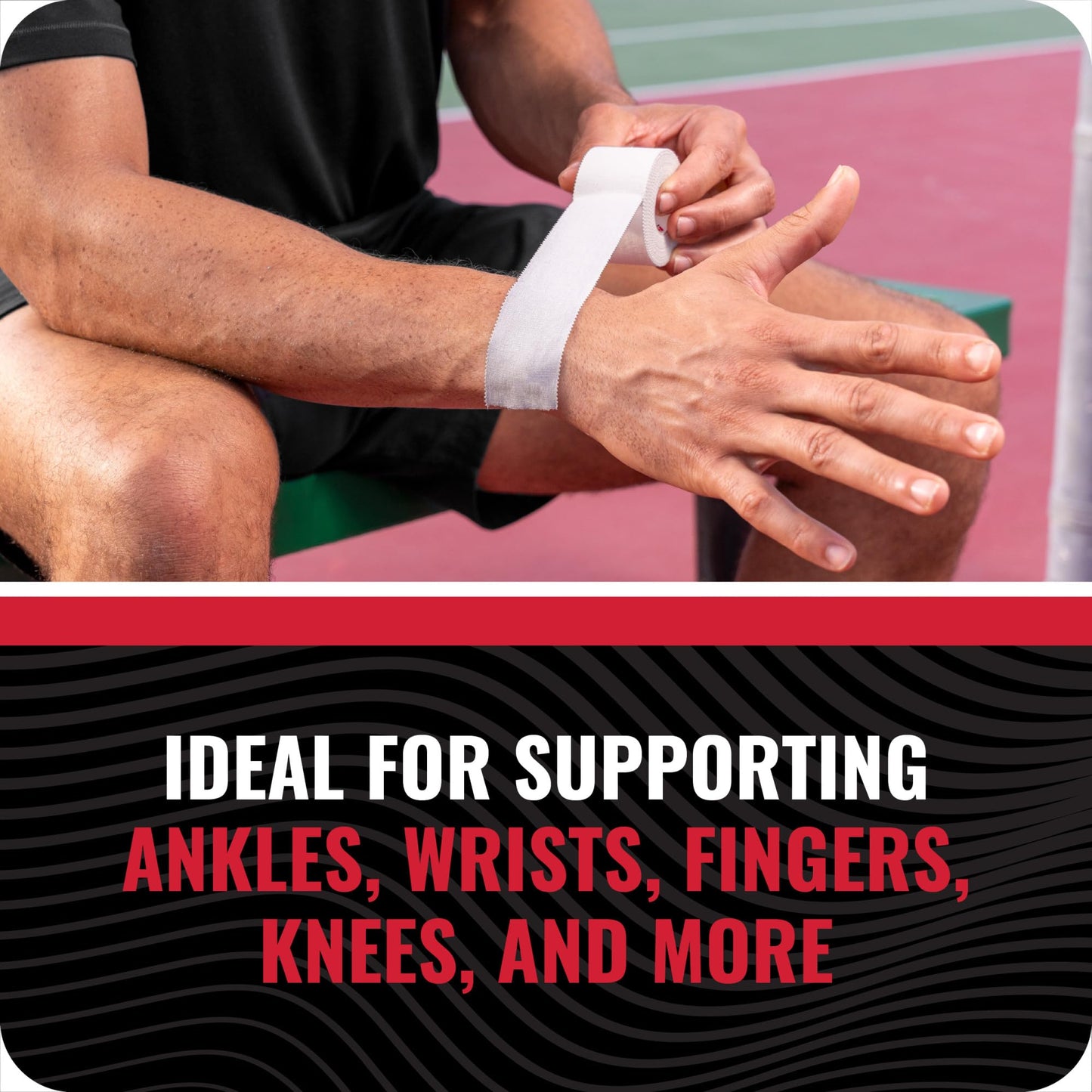 RockTape Athletic Tape for Joint Support – Tearable Sports Tape for Wrists, Ankles, Fingers – Hypoallergenic, Sweat-Resistant, Easy to Apply, 1.5" x 10 Yards, Black, 2 Pack