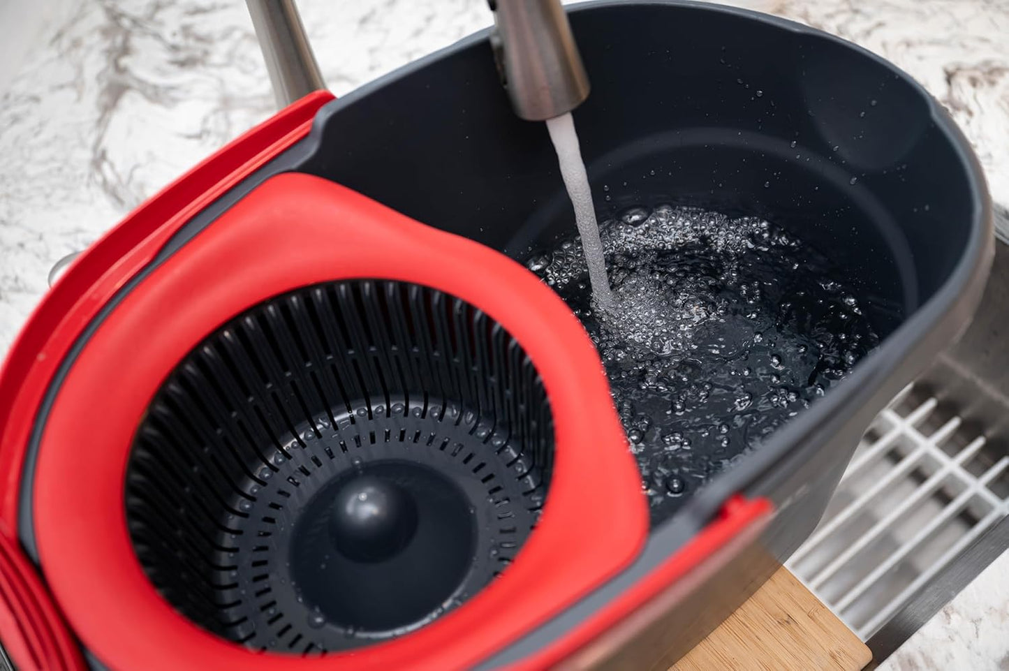 O-Cedar EasyWring Microfiber Spin Mop - Efficient Floor Cleaning System with 2 Extra Refills | Red/Gray