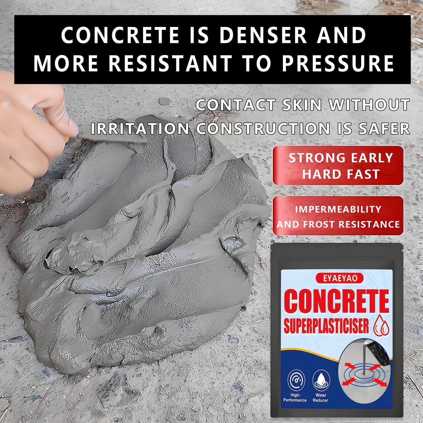 EYAEYAO Concrete Super Plasticizer (8 oz) - High-Range Water Reducer Admixture for Concrete & Cement - Water Reducing Admixture for Stronger | Ideal for DIY Projects, Countertops, Footings & Slabs