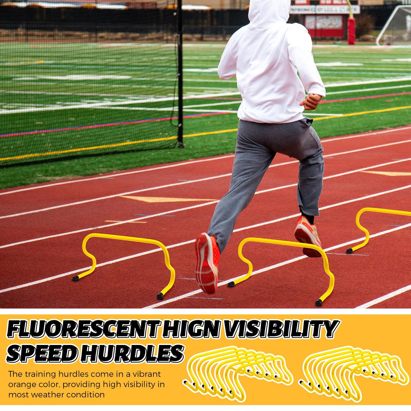 Wettarn 12 Pcs 9" Speed Training Agility Hurdles for Athletes Reliable Training Hurdle Plyometric All Purpose Practice Equipment for Soccer Basketball Football(Yellow)