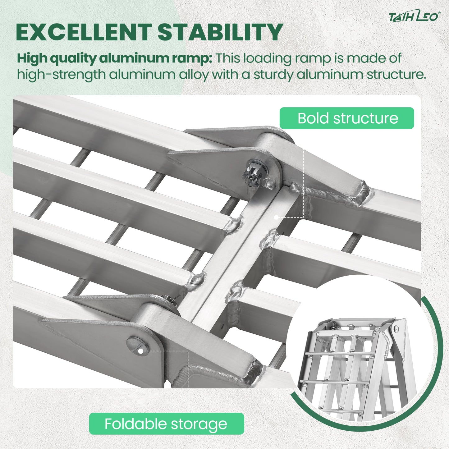 TaiH Leo Truck Ramps 3000LBS Capacity - 2 Pcs 7.5ft Heavy Duty Loading Ramp, Folded Loading Ramps for Motorcycles, Dirt Bikes, UTVs, ATVs, Golf Cart, Garden Tractors, Aluminum Ramps with Handle