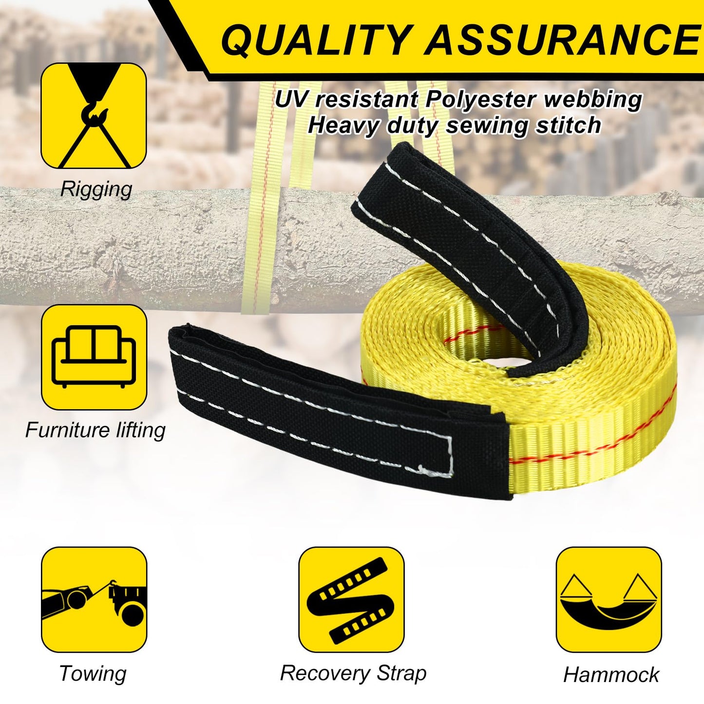 Shappy 2 Pcs 10' x 1" Lifting Sling Straps Heavy Duty Lifting Nylon Sling Web Slings Tree Saver Recovery Strap for Constructions, Steel, Trailer