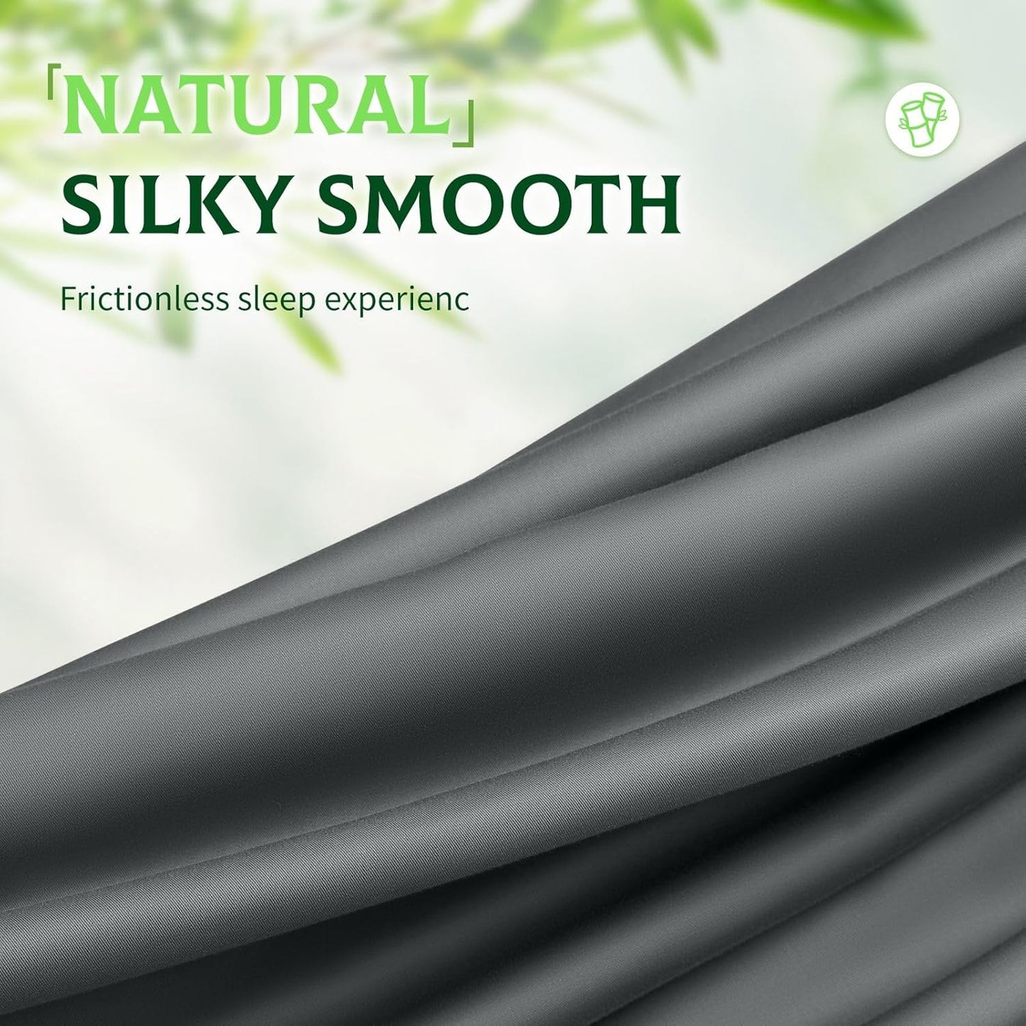 SONORO KATE Bamboo Viscose Bed Sheets - Ultra Soft & Cooling, Extra Deep Pocket (Dark Grey, Queen)