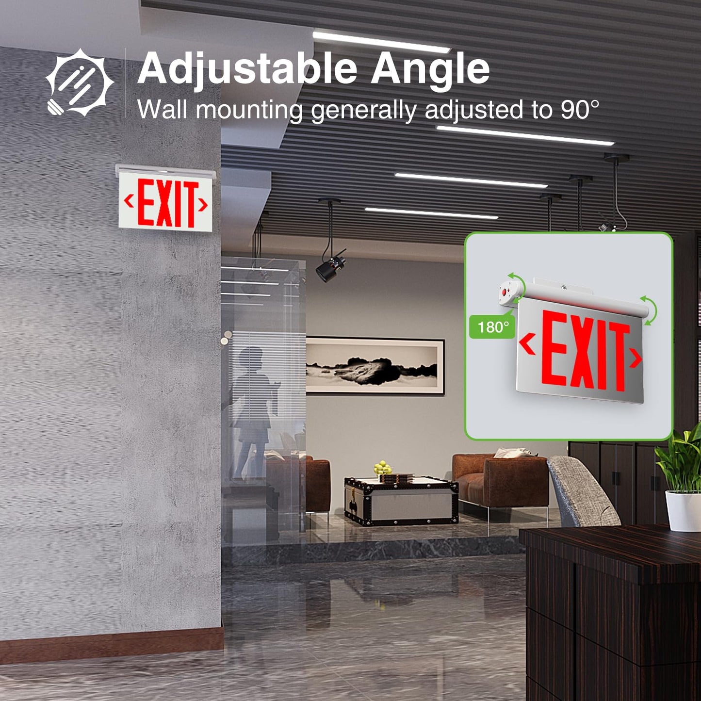 FREELICHT 6 Pack Exit Sign with Emergency Lights+2 pack Commercial Exit Sign