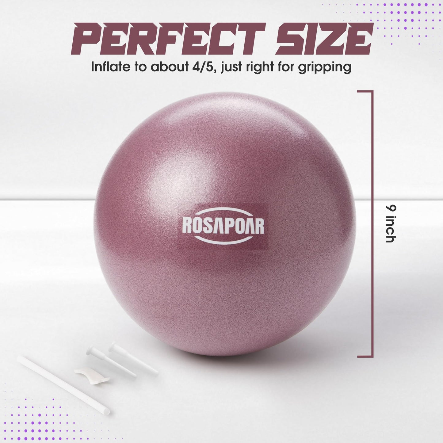 ROSAPOAR Small Exercise Ball - 9 Inch Mini Pilates Ball, Anti-Burst Yoga Ball for Stretching & Core Strength Workout, Physical Therapy & Yoga at Home Gym & Office - Dark Purple