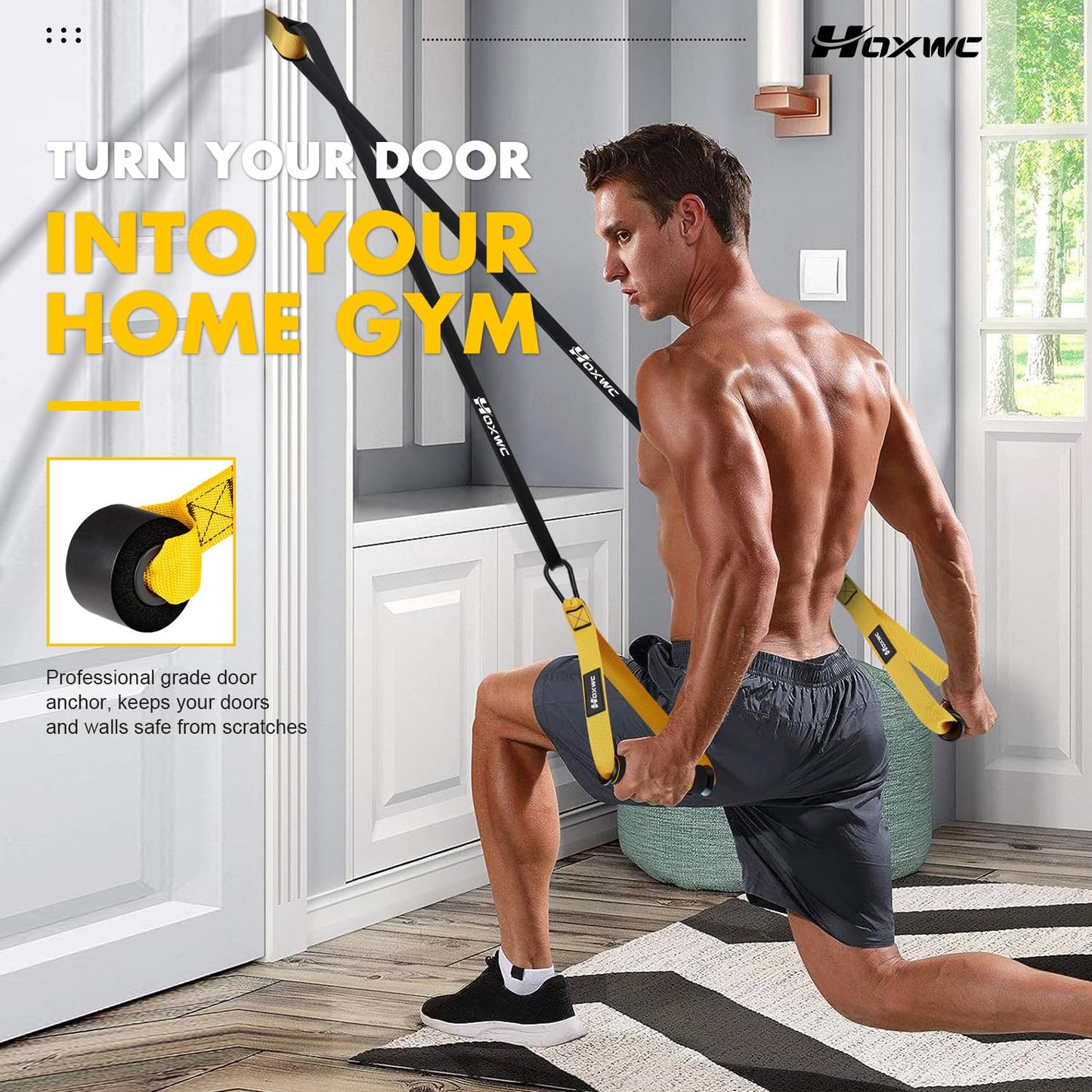 HOXWC Resistance Bands, Heavy Duty Pull Up Resistance Band with Door Anchor, Handles, Exercise Bands for Working Out Men&Women, Ideal for Pull Up, Muscle Training, Physical Therapy, and Home Workouts