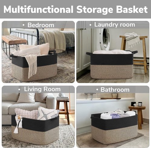 Goodpick Large Wicker Blanket Basket - 22" x 17" x 12" | Stylish Storage for Toys & Laundry