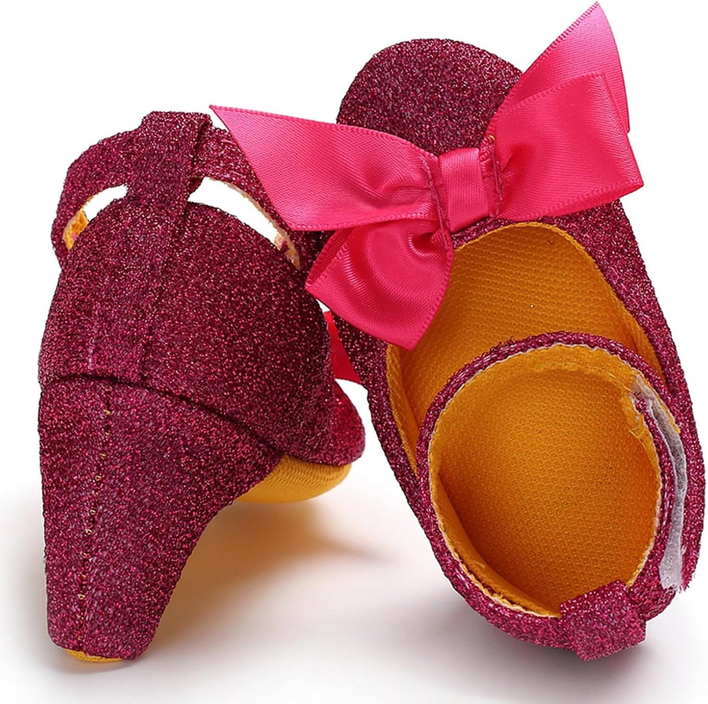 Doloame Baby Girls Princess High Heels with Cute Bowknot Soft Sole Crib Shoes Newborn Photography Props