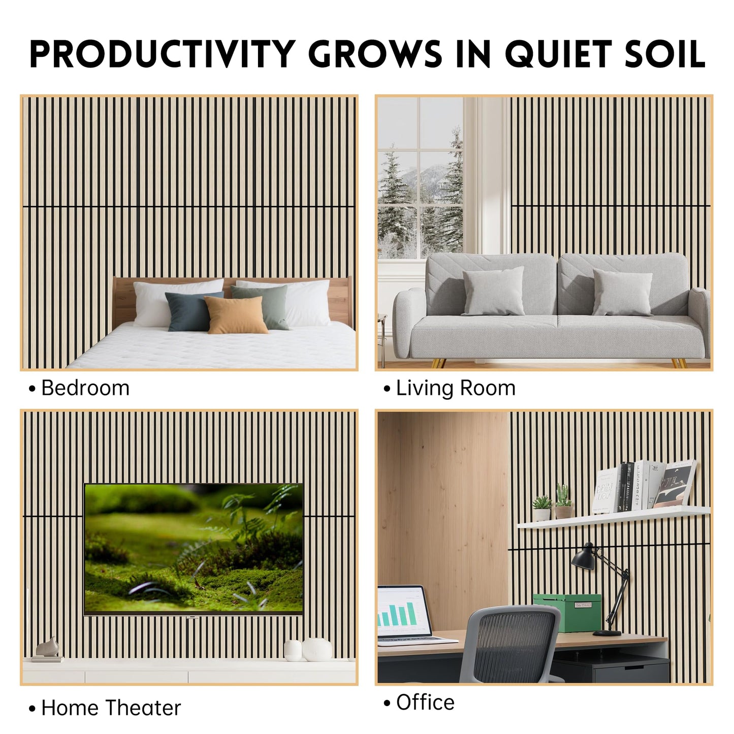 RITOLLO 4 Pack Wood Panels for Wall - 47.2"×23.6" Wood Slat Acoustic Panels for Wall, Soundproof Panels, 3D Fluted Panels for Interior Wall Decor (Natural Oak)