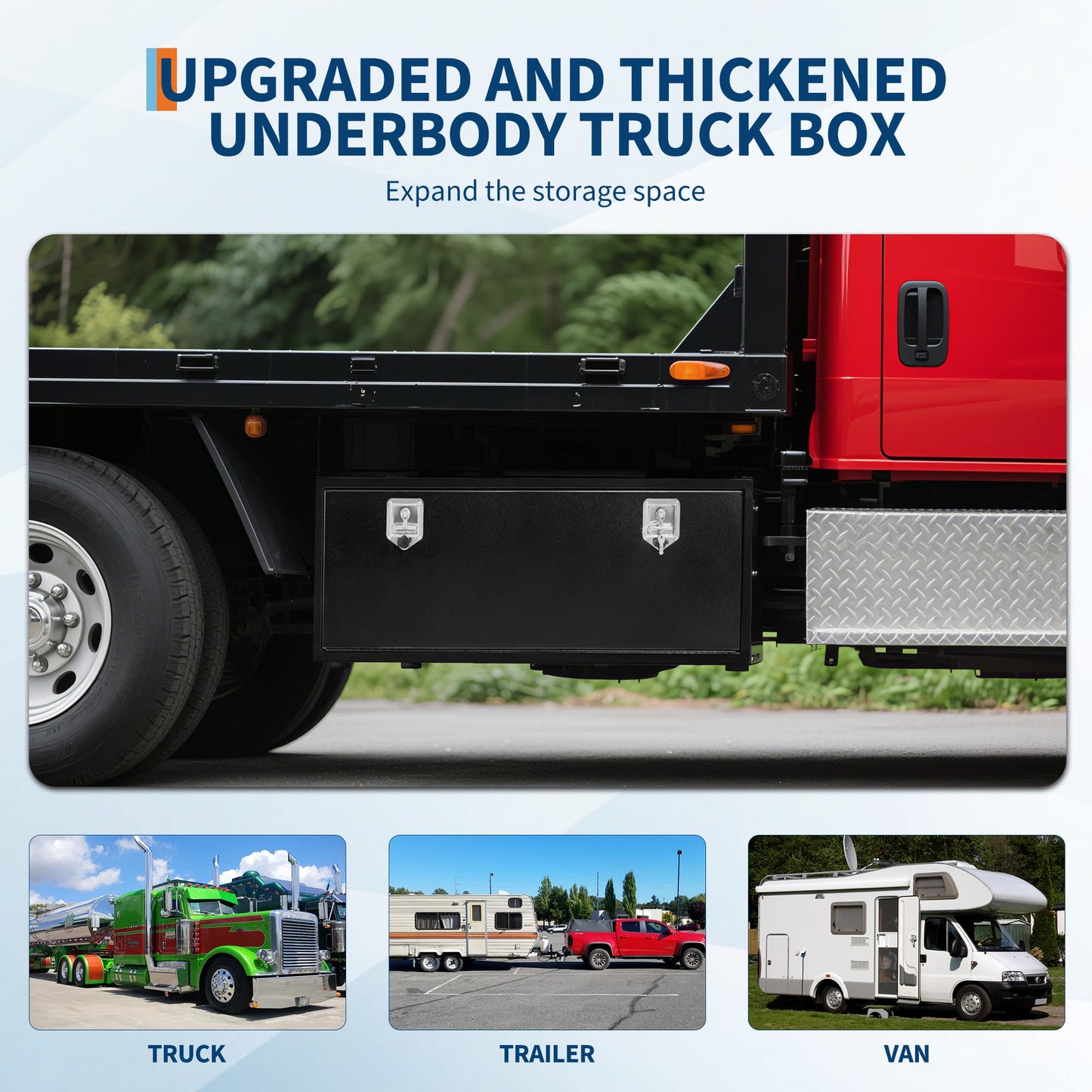 Garvee Steel Underbody Truck Box w/t-Handle Latch, Truck Toolbox for Organization and Storage, Job Box Tool Chest for Pickup Truck Bed, RV, Trailer, 60"x 16"x 13"