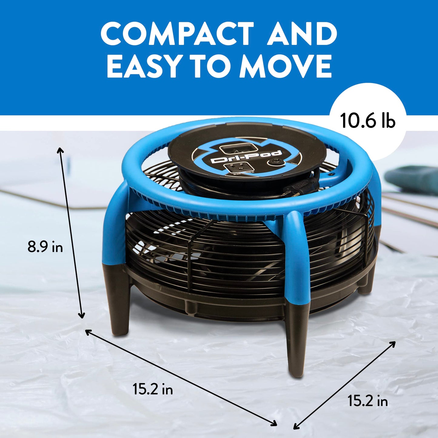 Dri-Eaz Dri-Pod Pro Omnidirectional Floor and Carpet Dryer, Ventilating Floor Dryer for Boats, RVs and Residential Use