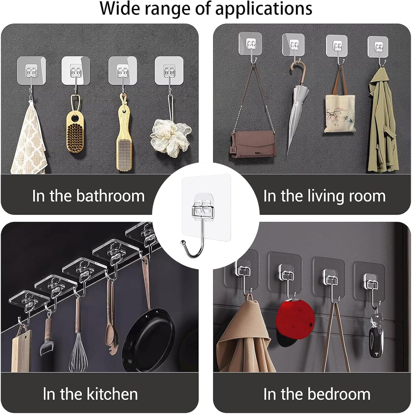 Skiennix Adhesive Hooks - Waterproof Self-Adhesive Wall Hooks for Home & Outdoor | 18 Pack, 40 lb Capacity