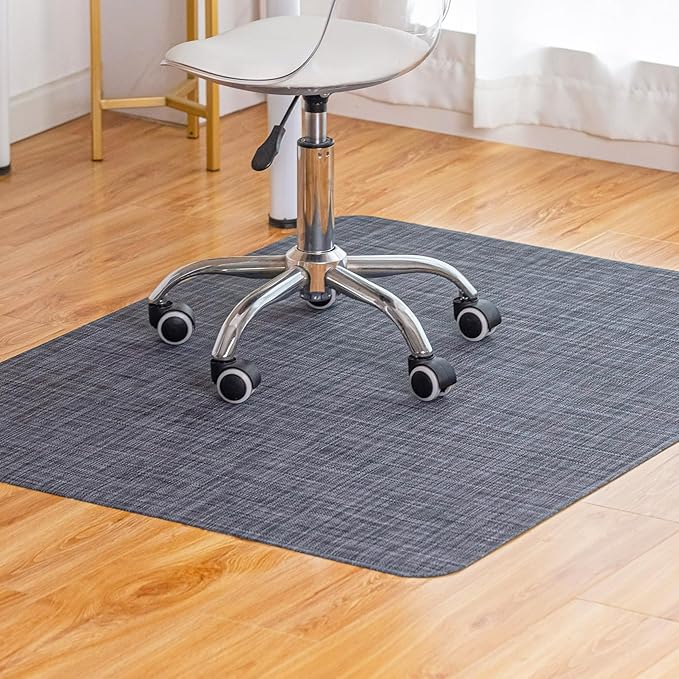 BARoyal Office Chair Mat for Hardwood Floor Under Desk Computer Rolling Chair Mat for Wood/Tile Floor Non-Slip Heavy Duty Desk Rug PVC Plastic Hard Floor Protector 46"x 60" (Cool Grey)