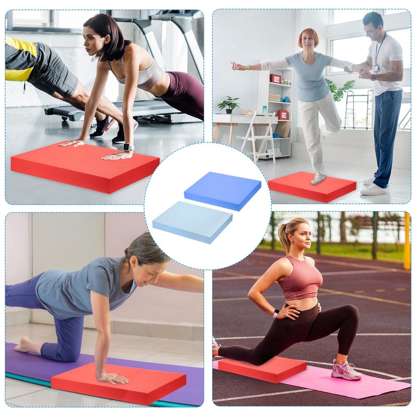 PATIKIL Balance Pad 15.7x13x2 Inch, 2 Pack Non-Slip TPE Foam Pad Cushion Exercise Yoga Mat Knee Pad for Fitness Stability Core Training Stretching, Sky Blue/Pale Blue