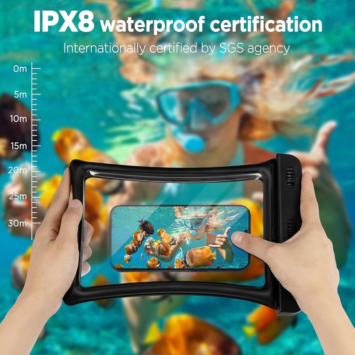 CACOE IPX8 2 Pack-Up 10.0",Adjustable [Floatable Floating Universal Waterproof Phone case to Lanyard Phone