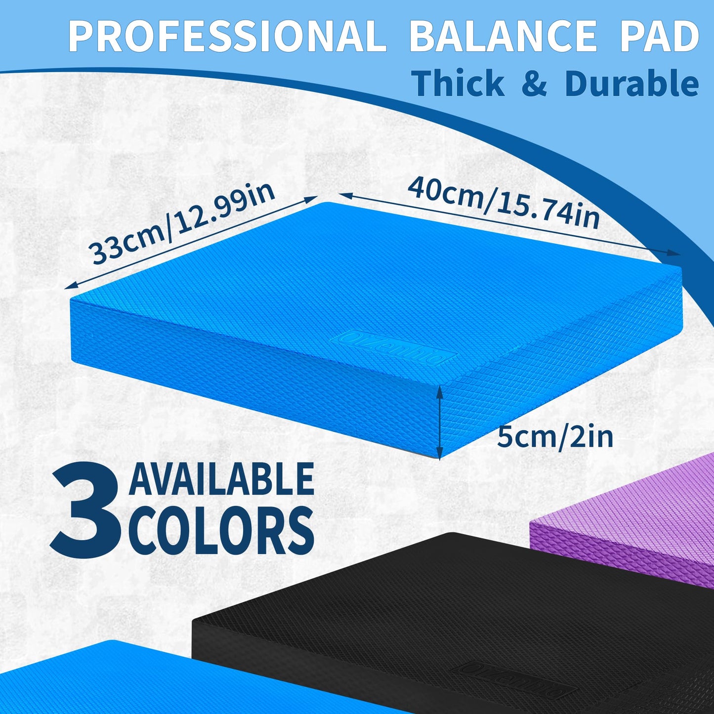 OiZenhio Professional Foam Balance Pad 15.8 x 13.2 x 2 inch, Large Balance Pads for Physical Therapy, Foam Balance Board for Rehabilitation Stability Workout Knee and Ankle Exercise Strength Training